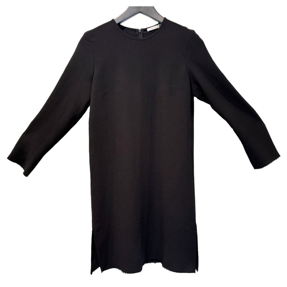 Laboratorio Black Sheath Dress Long Sleeve Ruff Edge Cuffs/Hem Retails $581